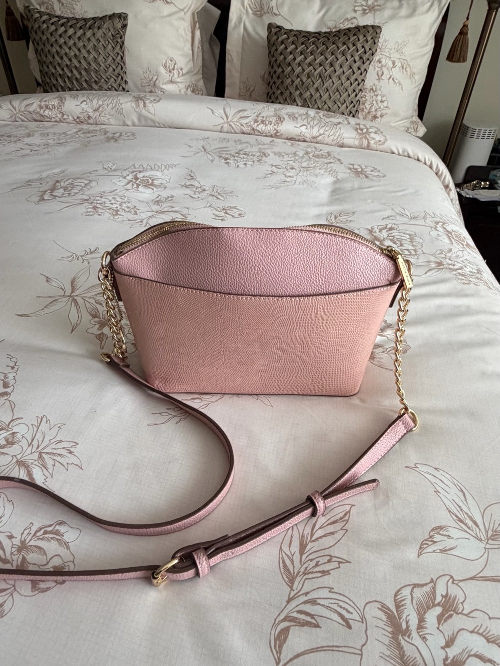 Anne Klein Blush Pink Crossbody Bag with Gold Hardware - Picture 2 of 5